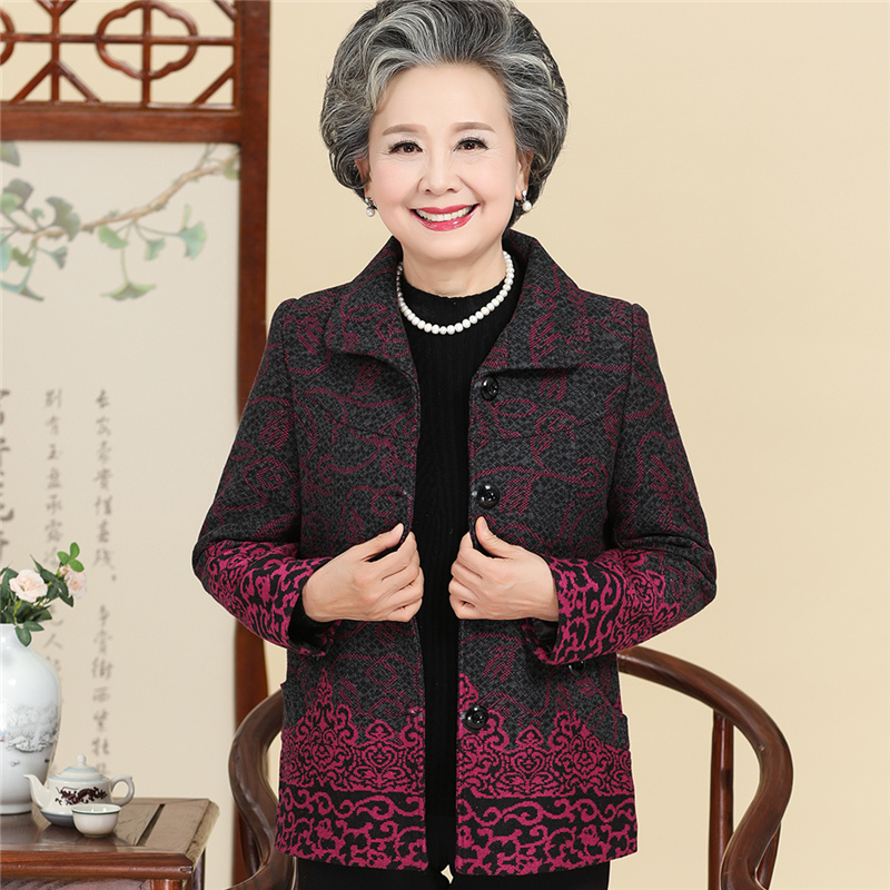 Rose Red TopMiddle aged and elderly loose coat female mom Spring  Granny Costume 60 year 70 the elderly clothes mother-in-law jacket old lady suit