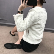 Haining 2018 mùa thu và mùa đông Hàn Quốc phiên bản mới giả lông nữ ngắn áo lông thú giả 獭 lông thỏ dài tay lông giải phóng mặt bằng
