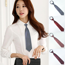 包邮女士拉链领带 职业易拉得领带 工作上班商务领带 条纹款