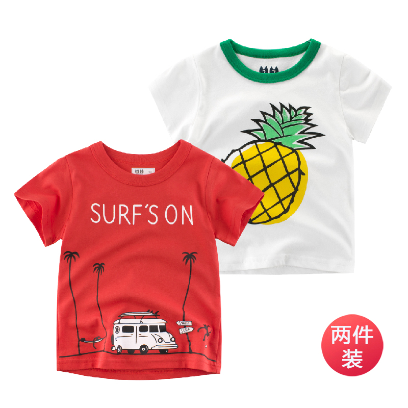 Group F Car + Pineapple27kids summer Children's wear new pattern 2021 Boy Short sleeve T-shirt pure cotton baby jacket children Undershirt free shipping