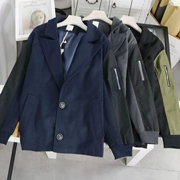 Bộ đồ nhỏ nữ hai khóa phù hợp với áo khoác A 32 mùa thu và mùa đông khí chất đơn giản dày áo len ngắn