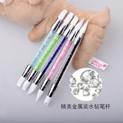 Công Cụ Nail Hollow Khắc Bút Nhựa Head Đúp Khoan Ống Mềm Silicone Bút Khắc Bút Gương Hồng Pha Lê Dập Nổi Bút