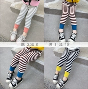 Quần legging nữ sọc 2019 xuân hè mới 3 tuổi trẻ em quần âu 4 tuổi quần bé gái ngoại 56 - Quần