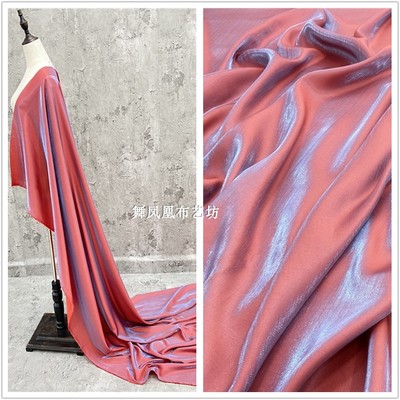 taobao agent Red woven silver color glass silk satin bright silky luster silk cloth shirt trousers Hanfu fabric