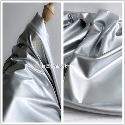 taobao agent Bright silver-colored high-elastic knitted leather cloth-four-sided bomb PU fabric extremely bright pole slide mirror leather clothing fabric