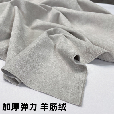 taobao agent Light gray thickened cardturbage cashmere super fibrous suede velvet fabric elasticity