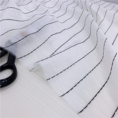 taobao agent Fresh and elegant Tiansi Cotton Cotton Chiffon Black and White Fine Striped Flower DIY Fashion Dress Shirt Fabric