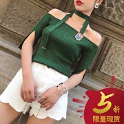 Quần yếm nữ lệch vai cổ yếm của Qing Khánh 2018 hè mới Han Fan mỏng và cẩn thận máy sang trọng