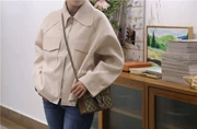 Thu đông 2018 mới Morandi màu ngắn đoạn hoang dã phiên bản Hàn Quốc của áo khoác len tổng hợp