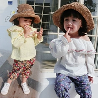 Cô gái mặc mùa xuân búp bê Hàn Quốc phiên bản của trẻ em bình thường của dài tay bông áo sơ mi nữ bé con áo sơ mi 1-6 tuổi áo kiểu suông bé gái