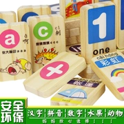 Trẻ sơ sinh xếp hình đồ chơi domino bé trai bé gái bằng gỗ trái cây chữ giáo dục sớm khối xây dựng 1-3-6 tuổi
