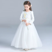 Váy công chúa cô gái dài tay hoa cưới cô gái pettiskirt piano tổ chức trang phục mùa xuân và mùa thu trẻ em váy dài