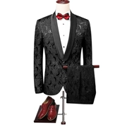 Bộ đồ vest nam hoa mới phù hợp với phiên bản Hàn Quốc của xu hướng bộ đồ đen cá tính hai mảnh dành cho doanh nhân - Suit phù hợp