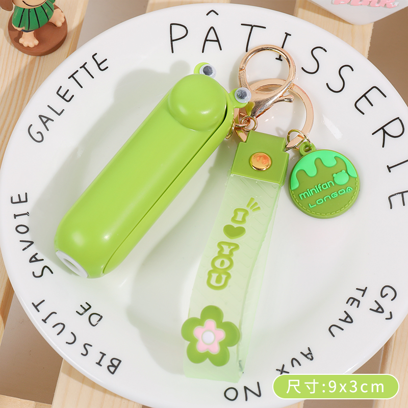 Frog Greenusb charge hold desktop Small fan  portable With you small-scale lovely student Key buckle Fan