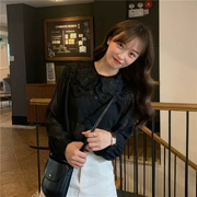 2019 mùa thu mới của phụ nữ búp bê voan Hàn Quốc cổ áo ren dài tay áo sơ mi nữ sinh ngọt ngào - Áo sơ mi chiffon ren