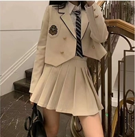 Абрикосовый пиджак классического кроя, юбка, рубашка, комплект, галстук, 3 шт