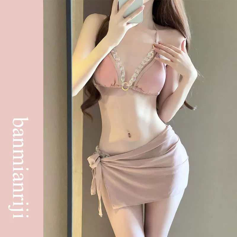 Split sexy set, beach swimwear, 3 piece set