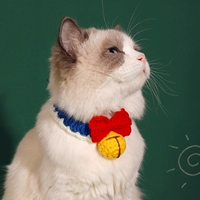 Плетеный шерстяной чокер ручной работы, шарф с бантиком, милый нагрудник, декор