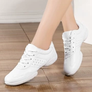 Athletic dance giày giày của phụ nữ tất cả các màu trắng da vuông khiêu vũ sneakers nữ thể dục thể dục dụng cụ thể dục nhịp điệu cổ vũ giày khiêu vũ