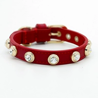 Bluster Red Leather Diamond Chareet Czech Drill Achier Leather Pets Vips, Rush -inu без тяги