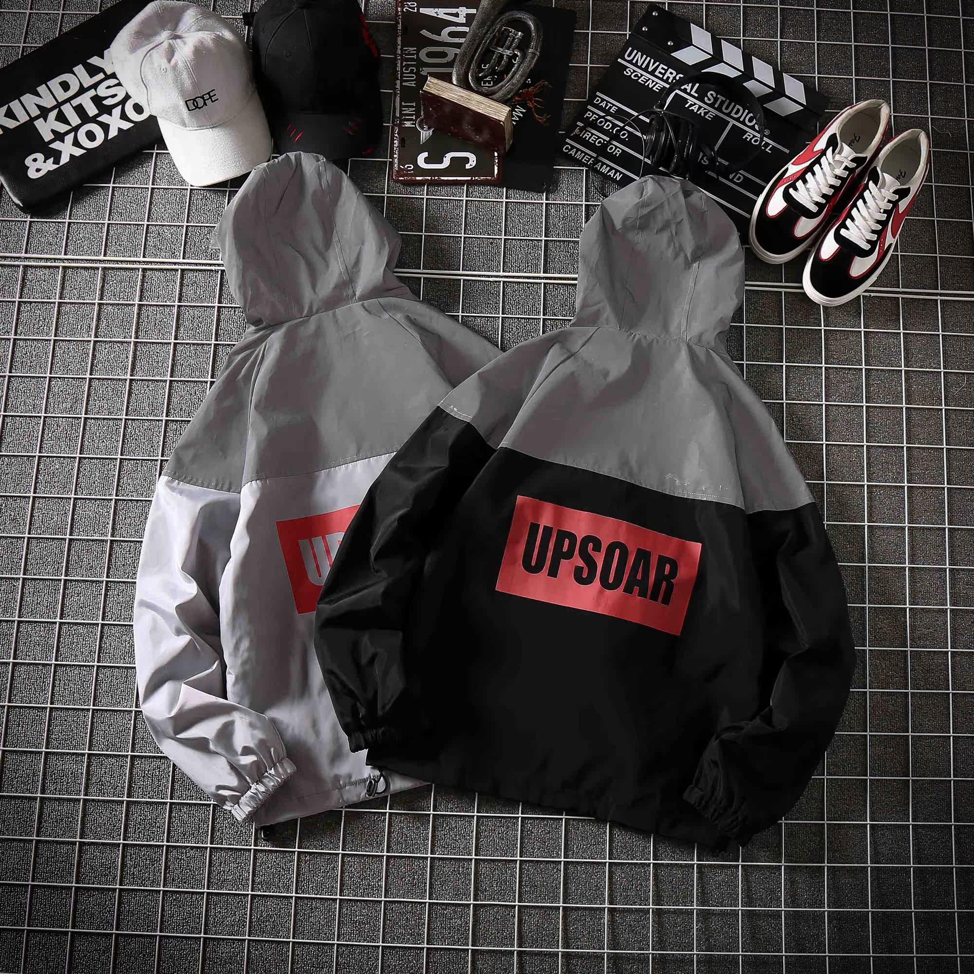 日系潮牌反光衣夜光衣外套防水连帽upsd336-fj06-p55加厚p65