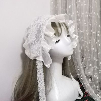 taobao agent Original lolita hand -made lace hat pure cotton soft cotton can adjust the Baotou Hat Mori idyllic dress petal hat