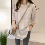 Phụ nữ mang thai mùa hè 2019 phiên bản mới của Hàn Quốc mặc áo thun dài tay ngắn áo thun rộng kích thước lớn màu trắng - Áo thai sản