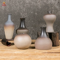 Jingdezhen Bộ cắm hoa nhỏ cắm hoa Sắp xếp hoa gốm Zen Đồ trang trí bằng tay ném đá Bàn trà kiểu Nhật Bản cắm hoa phòng trà - Vase / Bồn hoa & Kệ chậu trồng cây thủy sinh