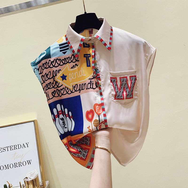 Picture Colorbrand Discount Store quality goods Women's wear Label cutting Clearance Special Offer high-end temperament Color contrast Chiffon shirt female Short sleeve jacket