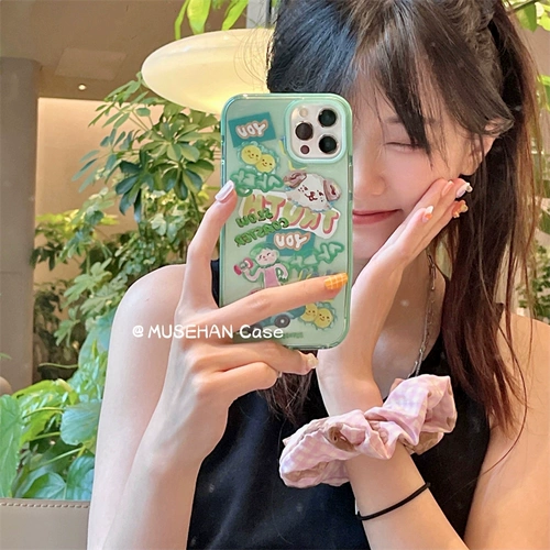 Apple, брендовый мятный мультяшный совместимый iPhone14 Pro, iPhone 13, чехол для телефона, прозрачный защитный чехол, iphone, 15promax