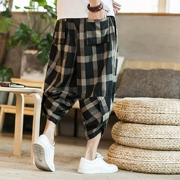 Mùa hè quần linen nam cộng với phân bón XL bảy quần lỏng mỏng quần âu Harlan Trung Quốc phong cách cotton quần linen