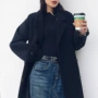 Áo khoác len nữ 2018 mùa đông màu đen Hàn Quốc lỏng lẻo phần giữa dài trên đầu gối He Ben áo len gió cho học sinh - Accentuated eo áo áo dạ nữ