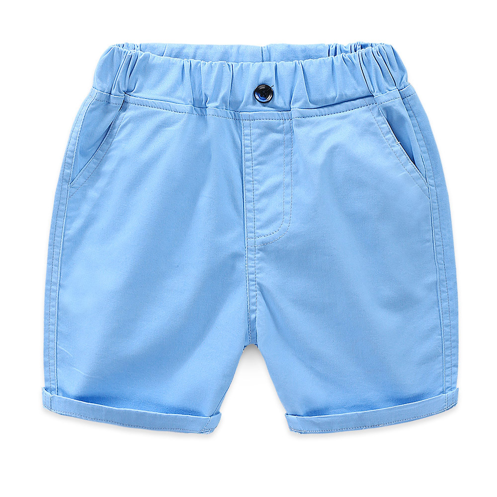 Summer 24 Woven Shorts Kz268 Sky BlueBoy shorts 2021 summer new pattern Children's wear baby pure cotton Capris children leisure time shorts Wear out tide