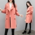 Áo phụ nữ phần dài Hàn Quốc 2018 mùa xuân mới caramel màu áo len đèn lồng tay áo, phong cách áo len áo khoác nỉ Áo khoác dài
