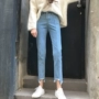 Sinh viên Hàn Quốc bf lỏng hoang dã thẳng quần jean phụ nữ cao eo là mỏng cao đẳng gió quần không thường xuyên chân chín quần quần bò nữ ống rộng