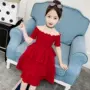 Quần áo trẻ em hè 2019 bé gái mới một vai áo ống trên vai công chúa váy lưới đỏ váy thủy triều - Váy cửa hàng quần áo trẻ em