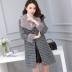 2018 mới tweed dài phần giả lông cừu lông cỏ lót nữ áo kaki lót lông Faux Fur