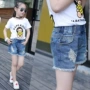 Cô gái lớn 2018 mùa hè mới rửa vụn quần short denim hot quần trẻ em Hàn Quốc phiên bản mặc quần short triều phụ nữ shop quan ao baby