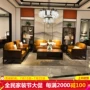 Trung Quốc hiện đại gỗ rắn sofa da bàn cà phê kết hợp lớp đầu tiên da 1 + 2 + 3 sofa phòng khách đồ nội thất sofa gỗ hiện đại