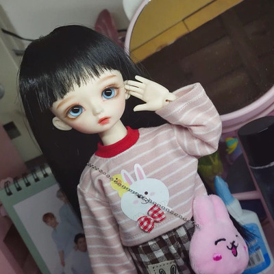 taobao agent Six points BJD doll clothes SD doll suit joint doll print striped top+pants+socks total 3 points