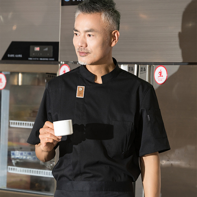 厨房厨师工作服男厨师服短袖夏季透气夏装长袖高档厨师长酒店餐饮