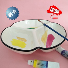 Палитра 陶瓷梅花碟水彩调色盘白瓷三格粉彩调料盘学生绘画用品国画工具