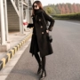 2017 mùa đông mới của phụ nữ Hàn Quốc eo là áo len mỏng của phụ nữ tính khí dài áo len màu đen áo măng tô kaki nữ dáng dài