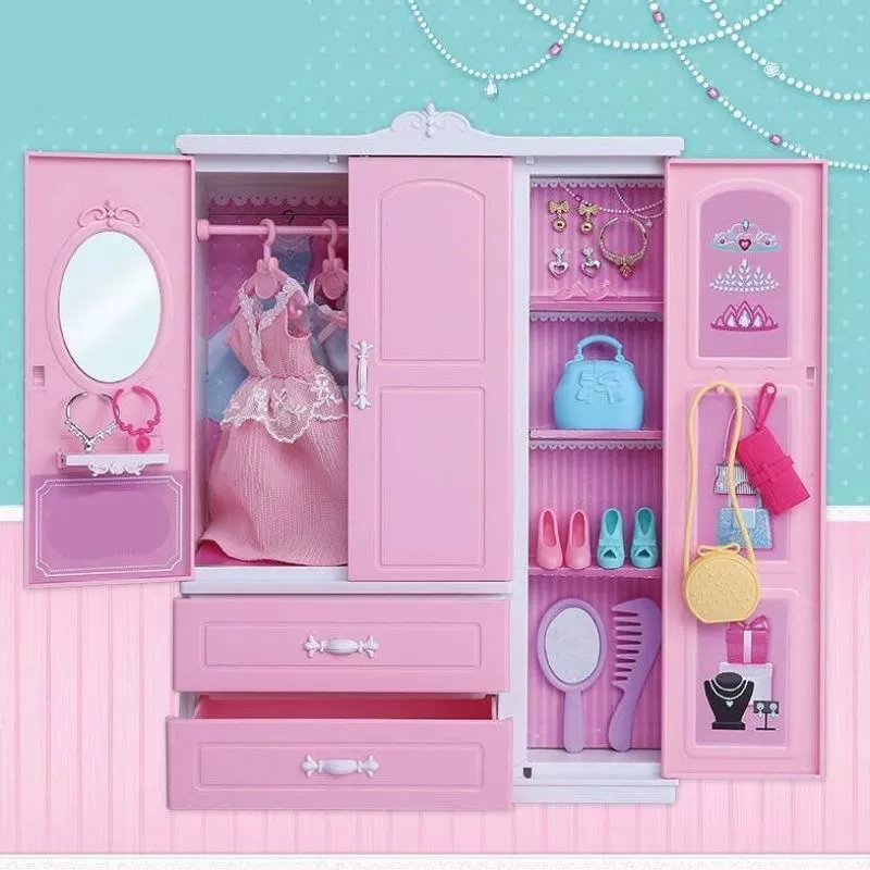 Đồ dùng hàng ngày của Barbie, công chúa trẻ em, đồ chơi trong nhà, tủ đựng quần áo, phụ kiện nội thất - Búp bê / Phụ kiện