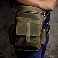 Мужская кожаная ретро универсальная сумка на бедро, мобильный телефон для скалозалания, ноутбук, воловья кожа, из натуральной кожи, 11 дюймов