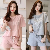 Mùa hè đồ ngủ của phụ nữ ngắn tay quần short hai mảnh Hàn Quốc tươi và ngọt ngào dễ thương sinh viên mùa hè của phụ nữ dịch vụ nhà phù hợp với đồ bộ thun