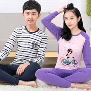 Thanh niên bộ đồ lót cotton mùa thu quần dài nam và nữ sinh trung học cơ sở mùa xuân và mùa thu mỏng phần đồ lót nhiệt