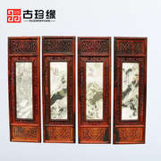 Lào gỗ hồng đỏ đặt đá cẩm thạch treo bằng gỗ gụ phẳng gỗ rắn bốn màn hình tường trang trí cửa sổ khắc treo phẳng