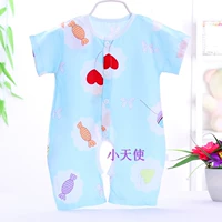 Комбинезон из хлопкового шелка с короткими рукавами ярко-синего цвета