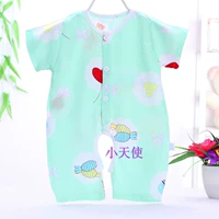 Комбинезон из хлопкового шелка с короткими рукавами ярко-зеленого цвета